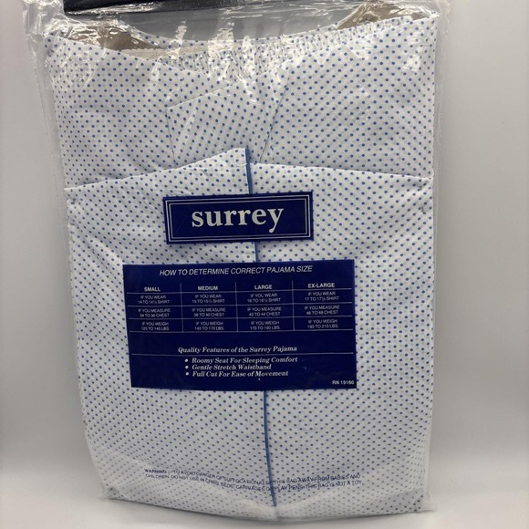 New Old Stock Surrey Pajamas Mens Size L Short Sleeve Knee Length PJs 1990s - Picture 4 of 6